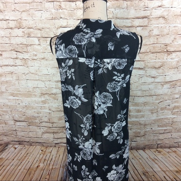 New Coco & Carmen Sheer Floral Long Tunic Top S/M - Picture 4 of 8